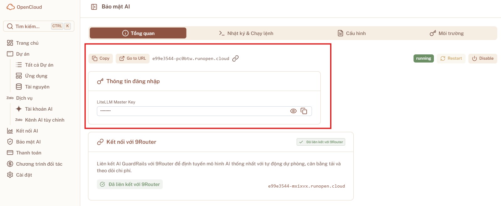 Thông tin đăng nhập AI GuardRails