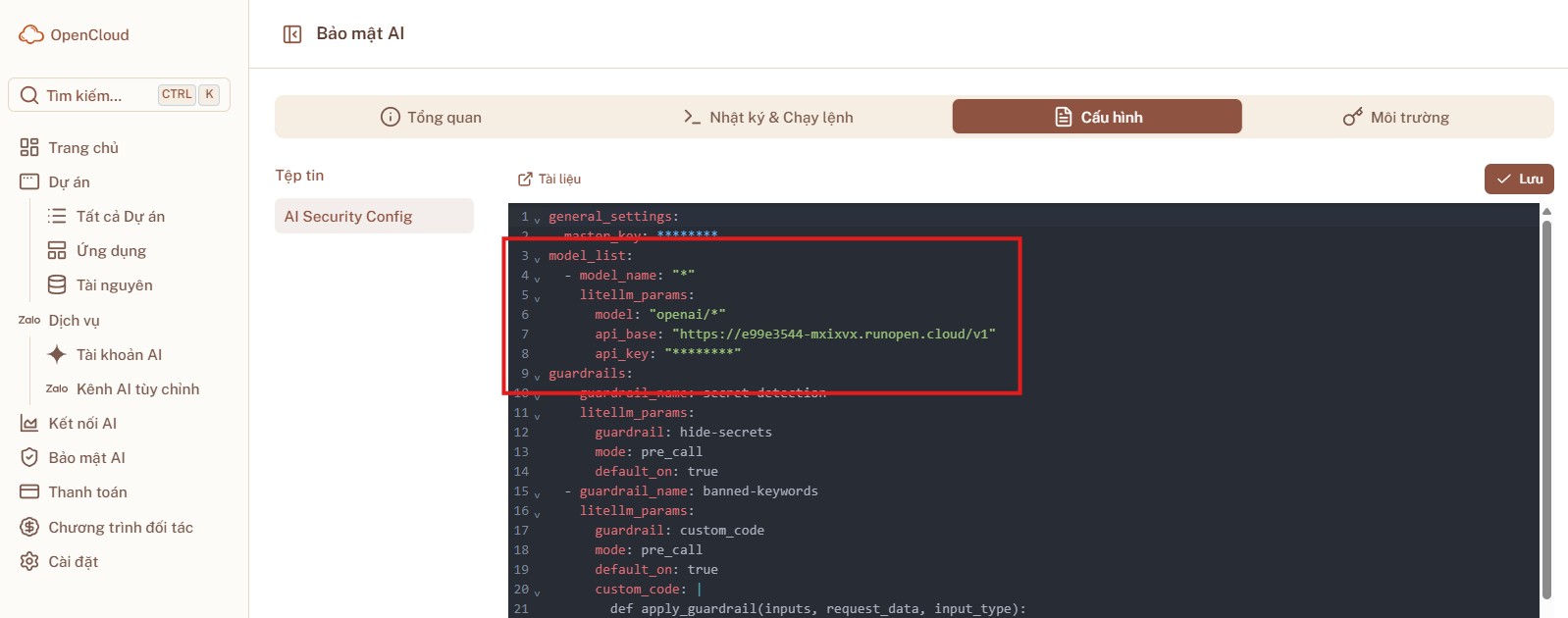 Thêm mô hình AI vào AI Security